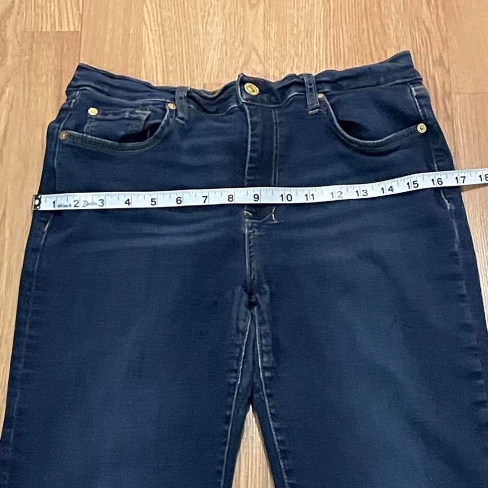 7 For All Mankind Women’s 31 (30x28) Dojo Bootcut Jeans Dark Blue Denim Stretch - Picture 4 of 8